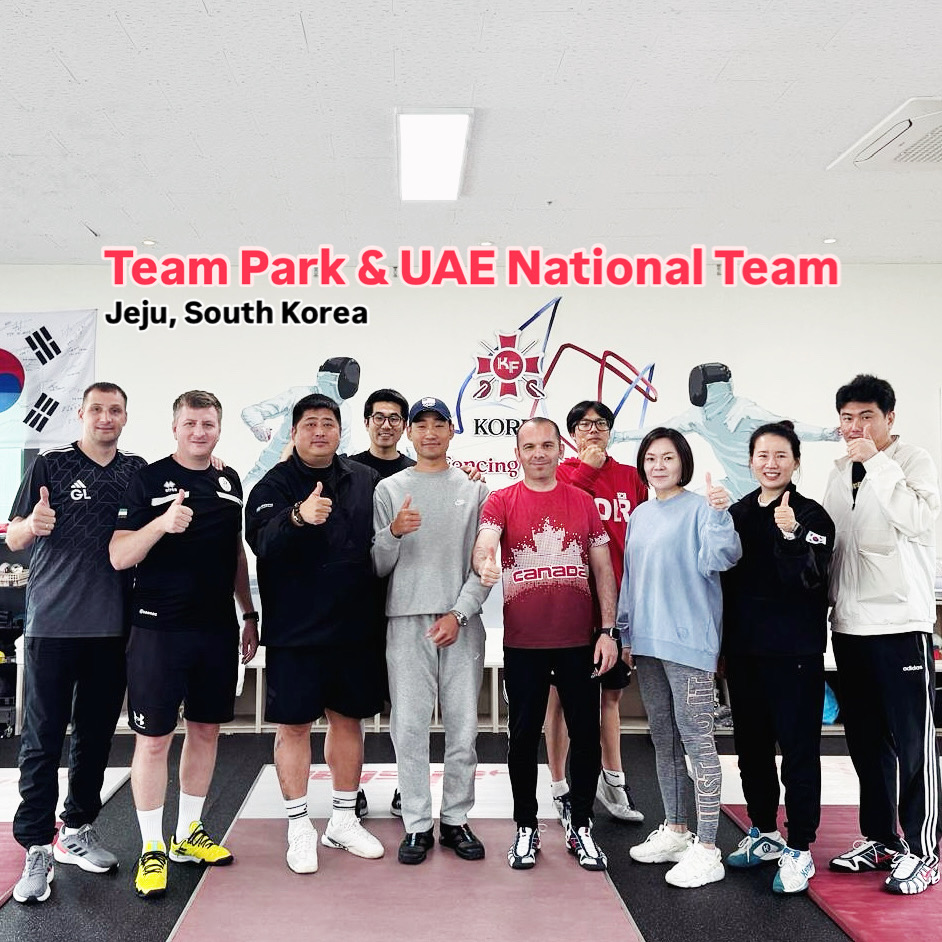 International fencing coaches and representatives in Jeju, South Korea, including Coach Yousef Alaghehband